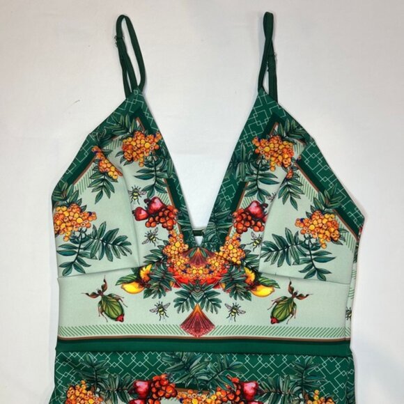 NWT COLCCI Made in Brazil 🇧🇷 V neck Sleeveless Bodycon Floral Midi Dress Sz 4 - Picture 9 of 14